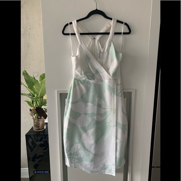 BCBGeneration Aqua White Sleeveless Halter Dress - Picture 3 of 7